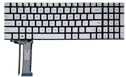 تصویر  Keyboard Asus N552 N551 نقره اي با بک لايت اينتر کوچک