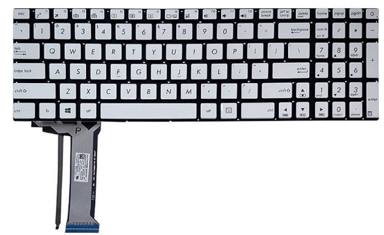 تصویر  Keyboard Asus N552 N551 نقره اي با بک لايت اينتر کوچک