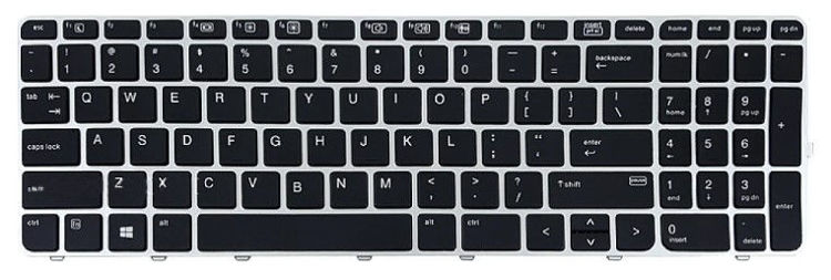 تصویر  Keyboard HP 850-G3 مشکی با فریم نقره ای